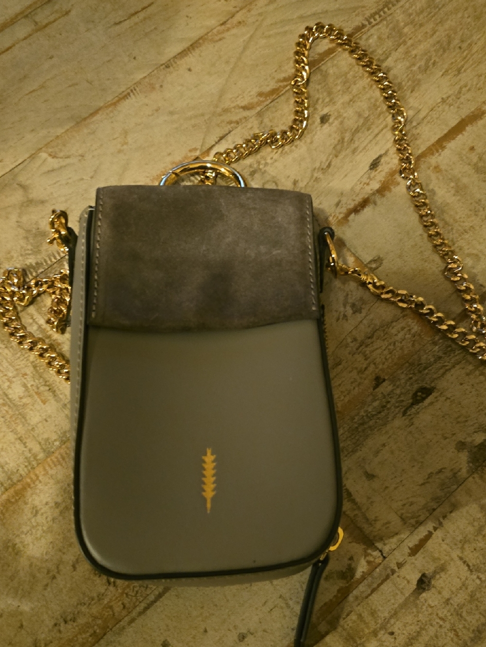 Thacker Gray Leather Crossbody with Gold-Tone Snap